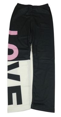 Černo-bílé legíny s nápisem 