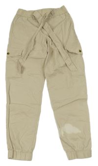 Béžové plátěné cuff cargo kalhoty s páskem Tommy Hilfiger