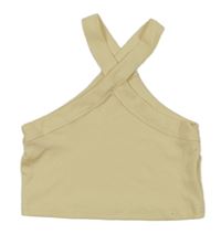 Vanilkový žebrovaný crop top Shein