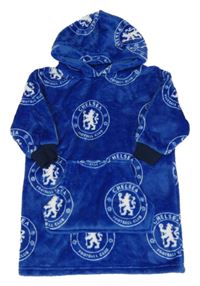 Modrá plyšová fotbalová oversize mikina s kapucí - Chelsea 