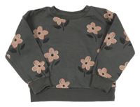 Tmavošedo-růžová květovaná mikina Primark