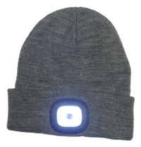 Šedá čepice s LED světlem