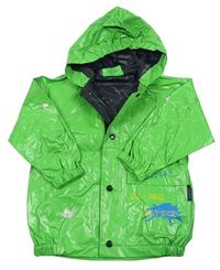 Zelená nepromokavá bunda s nápisy a kapucí Step in