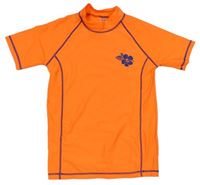 Neonově oranžové UV tričko s květem zn. Next 
