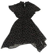 Černé šifonové šaty s kytičkami New Look