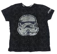 Černo-bílé vzorované tričko se Star Wars z flitrů Primark