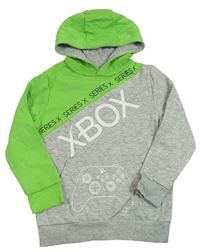 Šedo-zelená mikina X-box s kapucí 
