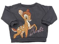 Šedá oversize mikina s Bambim Disney