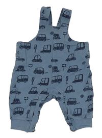 Modrošedé laclové tepláky s auty Blue Seven