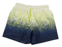 Bílo-tmavomodro-limetkové plážové kraťasy H&M
