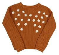 Rezavý crop svetr s kytičkami Primark