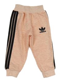 Růžové melírované cuff tepláky s pruhy a logem Adidas 