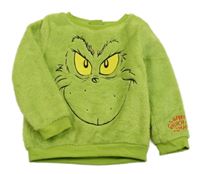 Limetková chlupatá mikina s Grinchem 