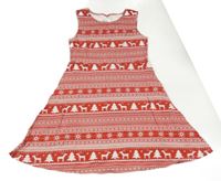 Červeno-bílé vzorované bavlněné šaty se zimním motivem Best&Less 