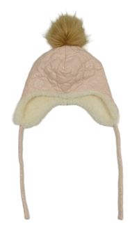 Světlerůžová hvězdičkovaná zateplená čepice s bambulí Sterntaller 