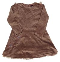 Vínové sametové šaty s hvězdičkami a volánky Pocopiano 