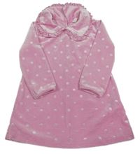 Světlerůžové sametové šaty s puntíky a límečkem z. H&M