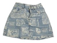 Modro-bílá vzorovaná riflová sukně s Mickeym H&M