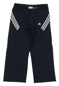 Tmavomodré funkční sportovní capri legíny Adidas