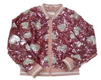 Růžová flitrová crop bunda se srdíčky H&M