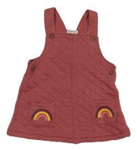 Růžové bavlněné zateplené prošívané šaty s duhami F&F