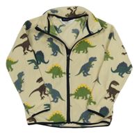 Béžová fleecová propínací mikina s dinosaury H&M