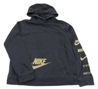 Tmavomodrá mikina s logem a kapucí Nike 