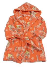 Oranžový chlupatý župan s vílami a kapucí 