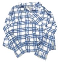 Nové - Modro-bílá kostkovaná flanelová crop halenka Primark 