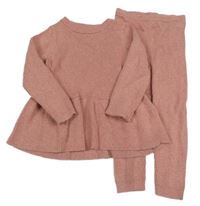 2set - Růžová pletená žebrovaná šatová tunika + kalhoty George 