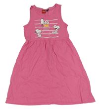 Růžové bavlněné šaty se Snoopym Peanuts 