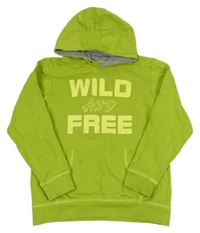 Limetková mikina s nápisem a kapucí Kids