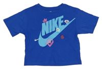 Kobaltově modré crop tričko s logem Nike 