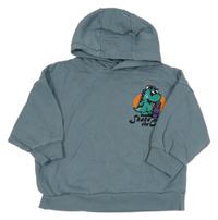 Modrošedá mikina s dinosaury a kapucí Next