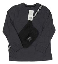 Nové - Tmavošedé triko s našitou ledvinkou F&F