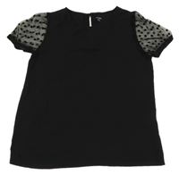 Černá halenka se síťovanými rukávy Kiabi