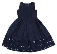 Tmavomodré lehké šaty s flitry 