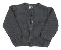 Tmavošedý žebrovaný propínací svetr H&M