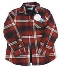 Nové - Rezavo-černo-bílá kostkovaná zateplená košilová bunda Eight Avenue