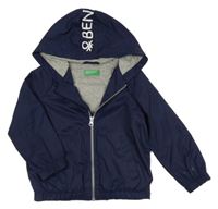 Tmavomodrá šusťáková jarní bunda s kapucí Benetton