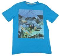 Tyrkysové tričko s potiskem S. Oliver 