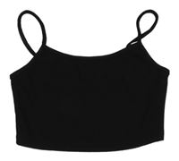 Černý žebrovaný crop top Shein