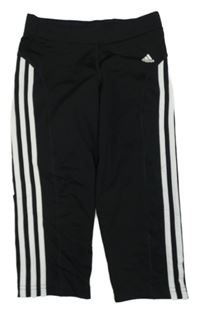 Černé funkční sportovní capri legíny s logem Adidas