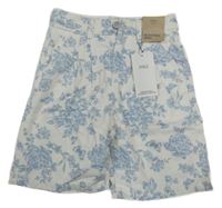Nové - Bílé riflové květované kraťasy M&S
