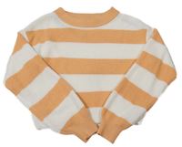 Oranžovo-bílý pruhovaný crop svetr H&M
