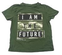 Khaki tričko s army potiskem s nápisy PRIMARK