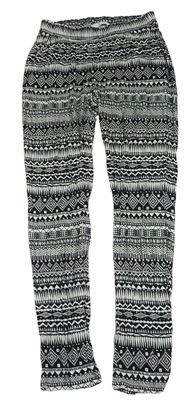 Černo-bílé lehké kalhoty H&M