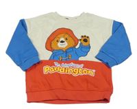 Smetanovo-červeno-modrá oversize mikina s medvídkem Paddington zn. Tu