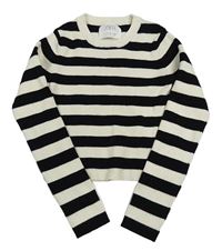 Bílo-černý pruhovaný žebrovaný crop svetr zn. ZARA