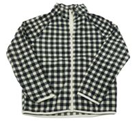 Černo-bílá kostkovaná fleecová propínací mikina H&M